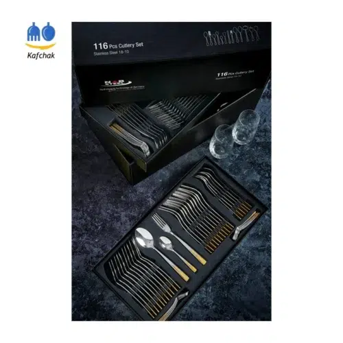 سرویس قاشق چنگال ناب استیل دور طلا