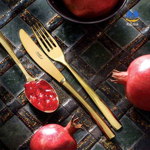 چنگال و چاقوی طلایی ناب استیل