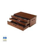جعبه چوبی قهوه ای سرویس قاشق چنگال ناب استیل مدل ونیز براق