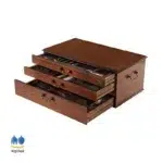 جعبه قهوه‌ای چوبی سرویس قاشق و چنگال ناب استیل مدل ونیز مات