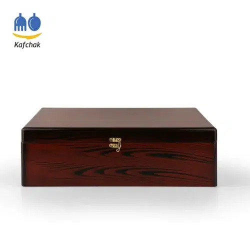کیف قاشق چنگال کفچک - مدل چوبی قهوه‌ای بسته