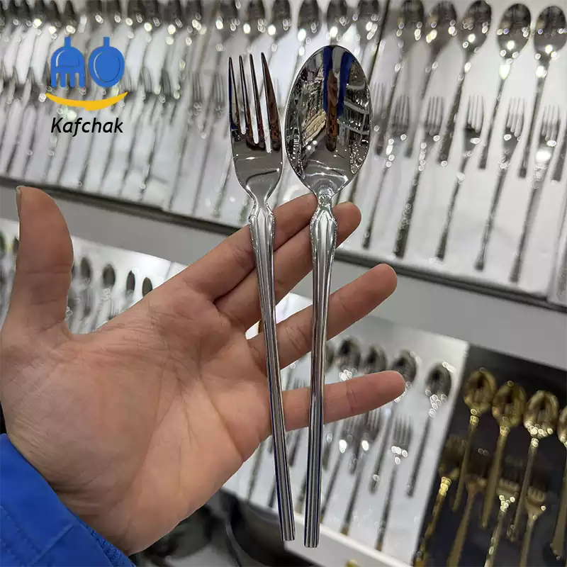 unique-city-khatdar-matte-2 قاشق چنگال برند یونیک - مدل سیتی خط دار - استیل مات - تصویر 1