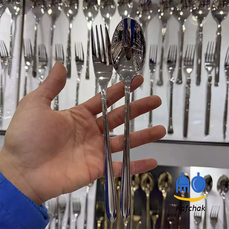 unique-dona-wide-khatdar-shiny-steel-1 قاشق چنگال برند یونیک - مدل دونا پهن خط دار - استیل براق - تصویر 1