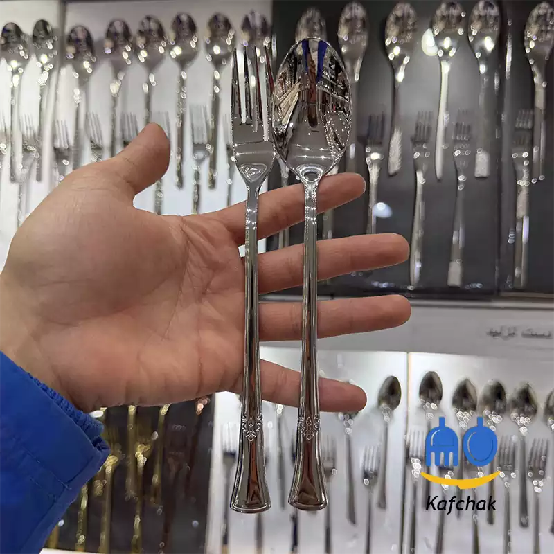 unique-saltanati-shiny-steel-1 قاشق چنگال برند یونیک - مدل سلطنتی - استیل براق - تصویر 1