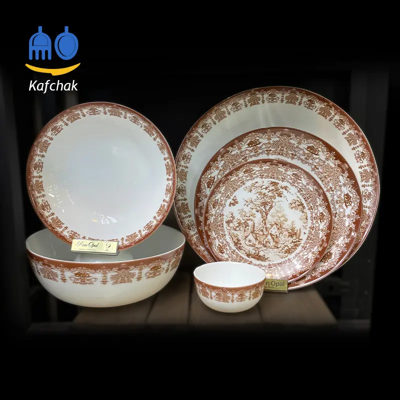 brown-mahlin-arcopal-1 سرویس آرکوپال مدل ماهلین قهوه ای - 6 نفره - برند MG - تصویر 1